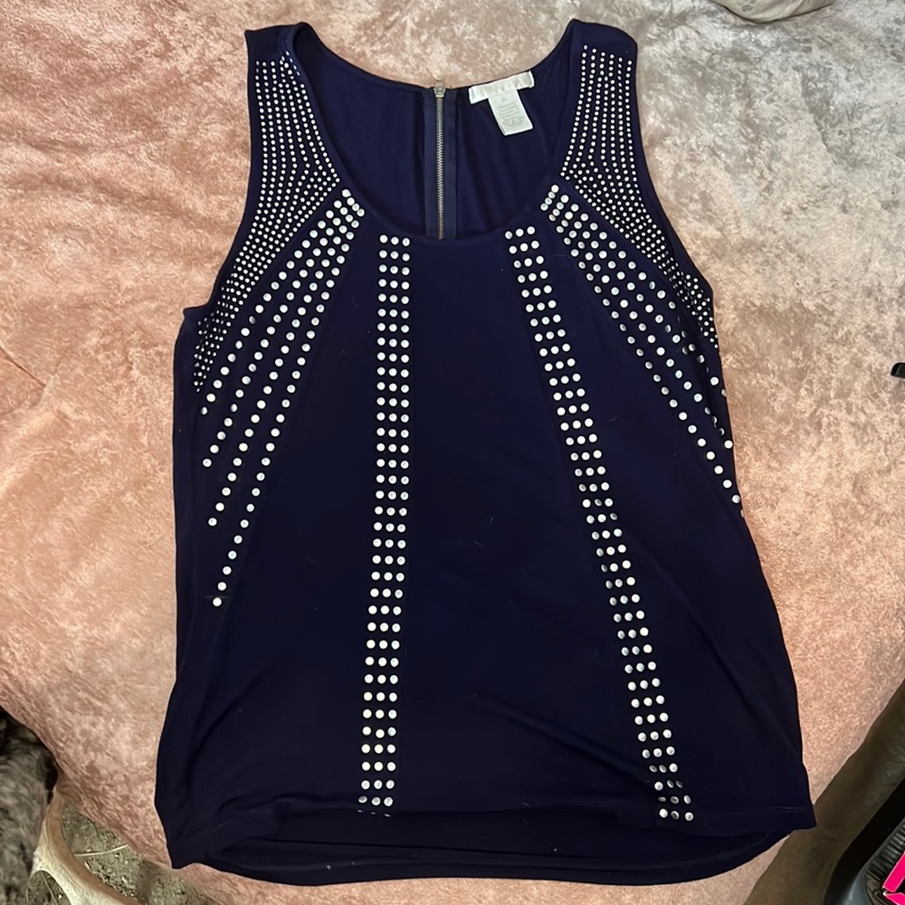 Sleeveless navy bling